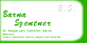 barna szentner business card